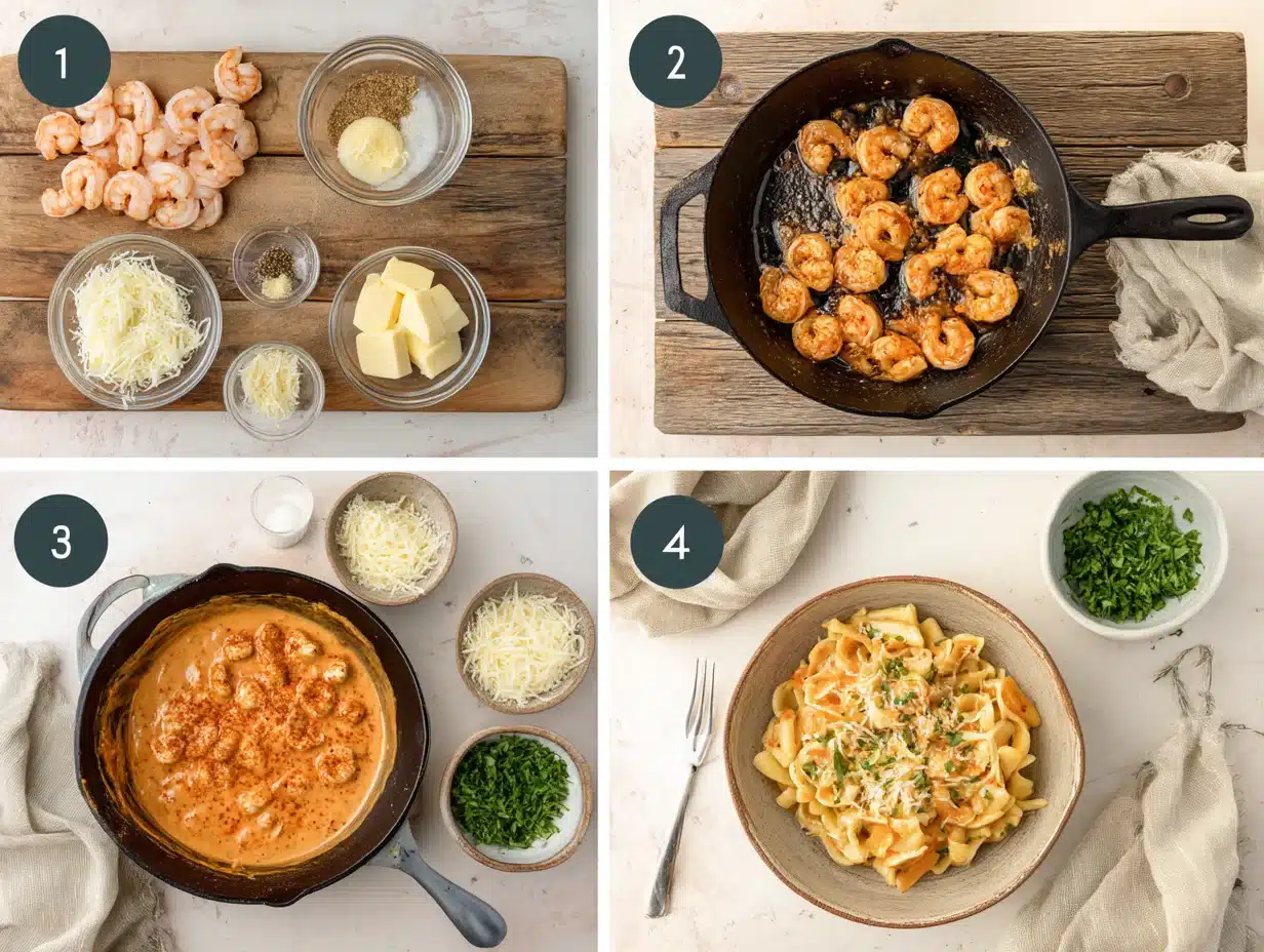 Creamy Cajun Shrimp Pasta step by step