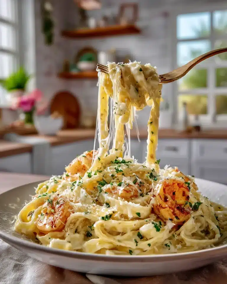 Creamy Garlic Butter Shrimp Pasta recipe