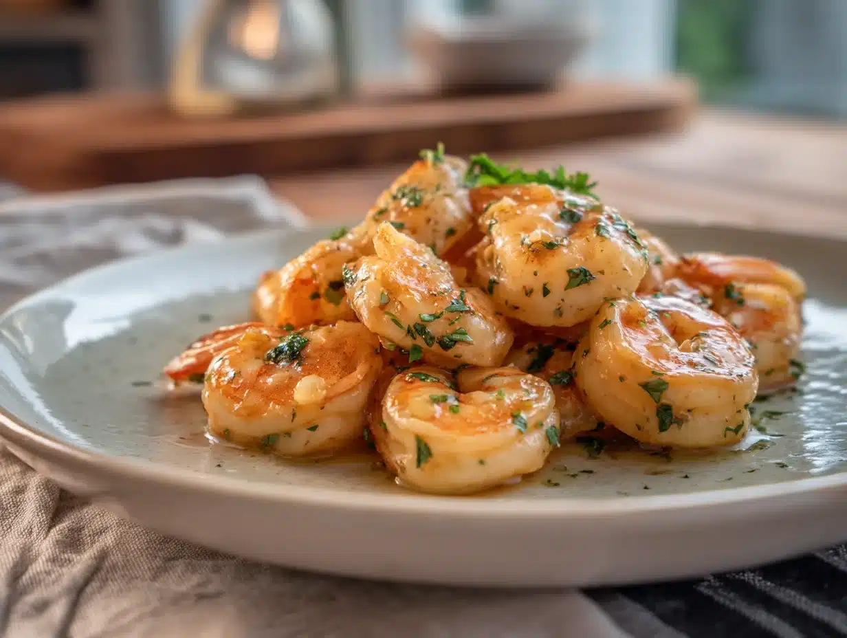 Garlic Butter Shrimp served