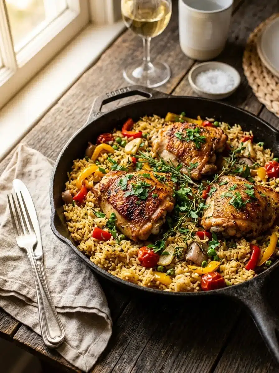 one pan chicken and rice dinner recipe