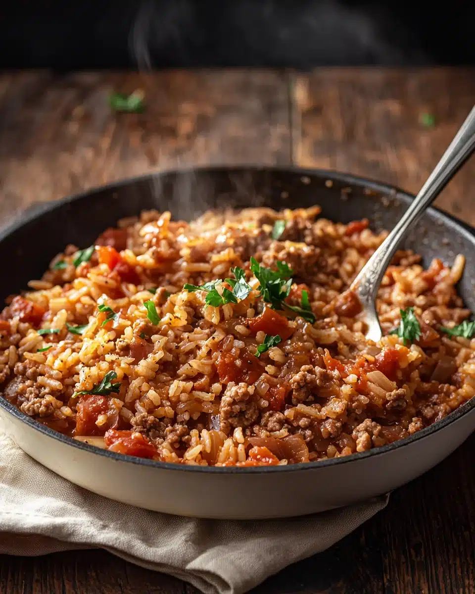 one pan ground beef rice skillet recipe