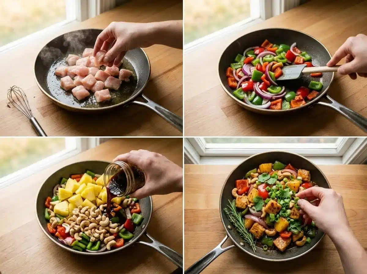 one pan pineapple chicken step by step