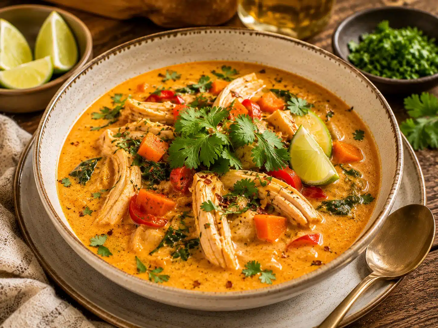 crockpot coconut curry soup served