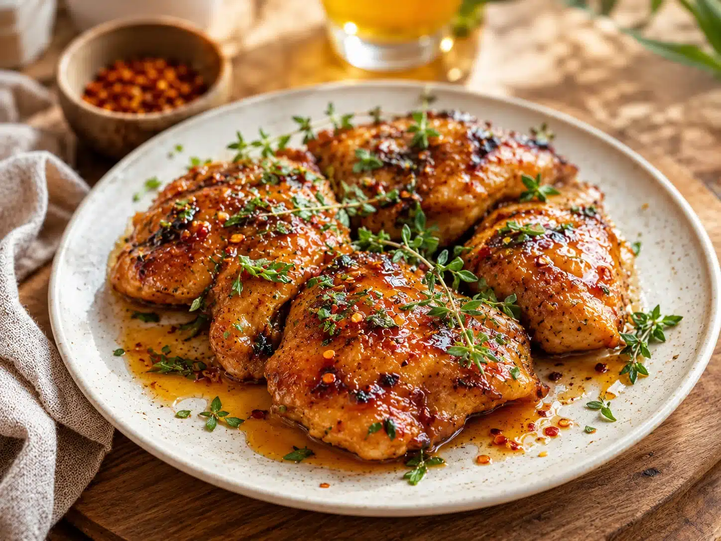 one pan hot honey chicken served