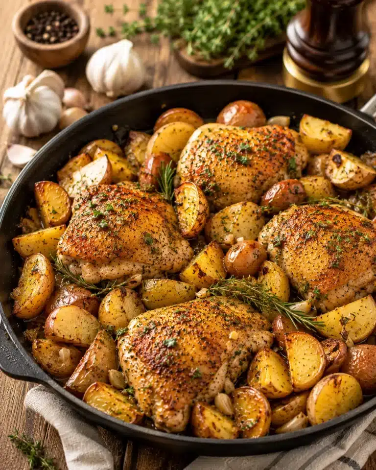skillet chicken and potatoes recipe
