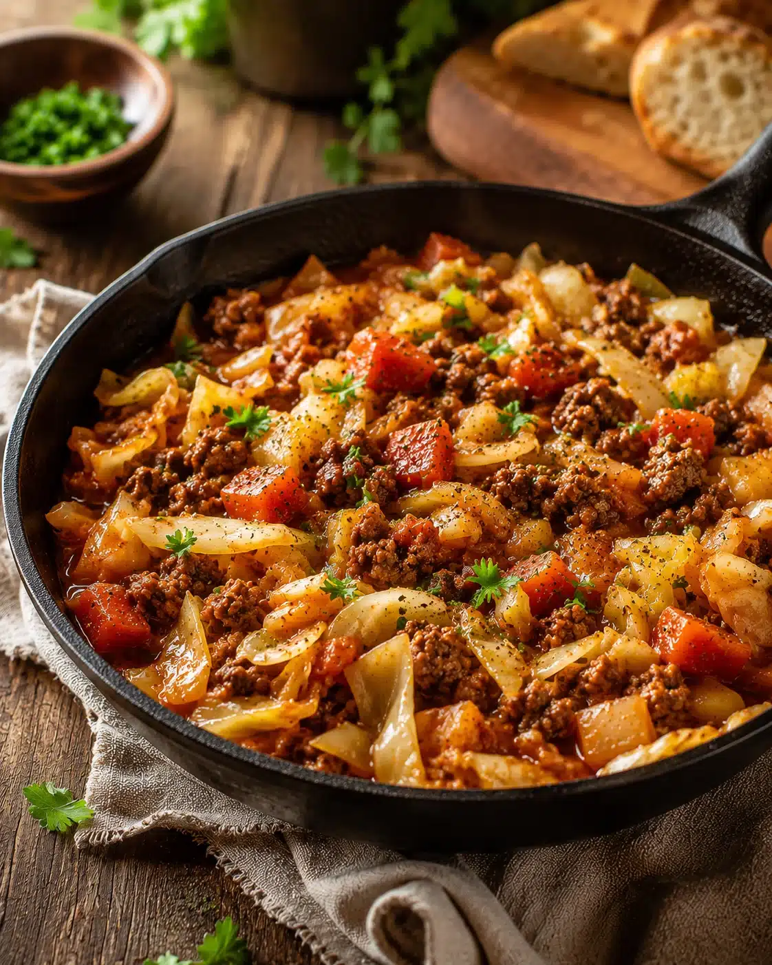 Cabbage Beef Skillet One Pan recipe