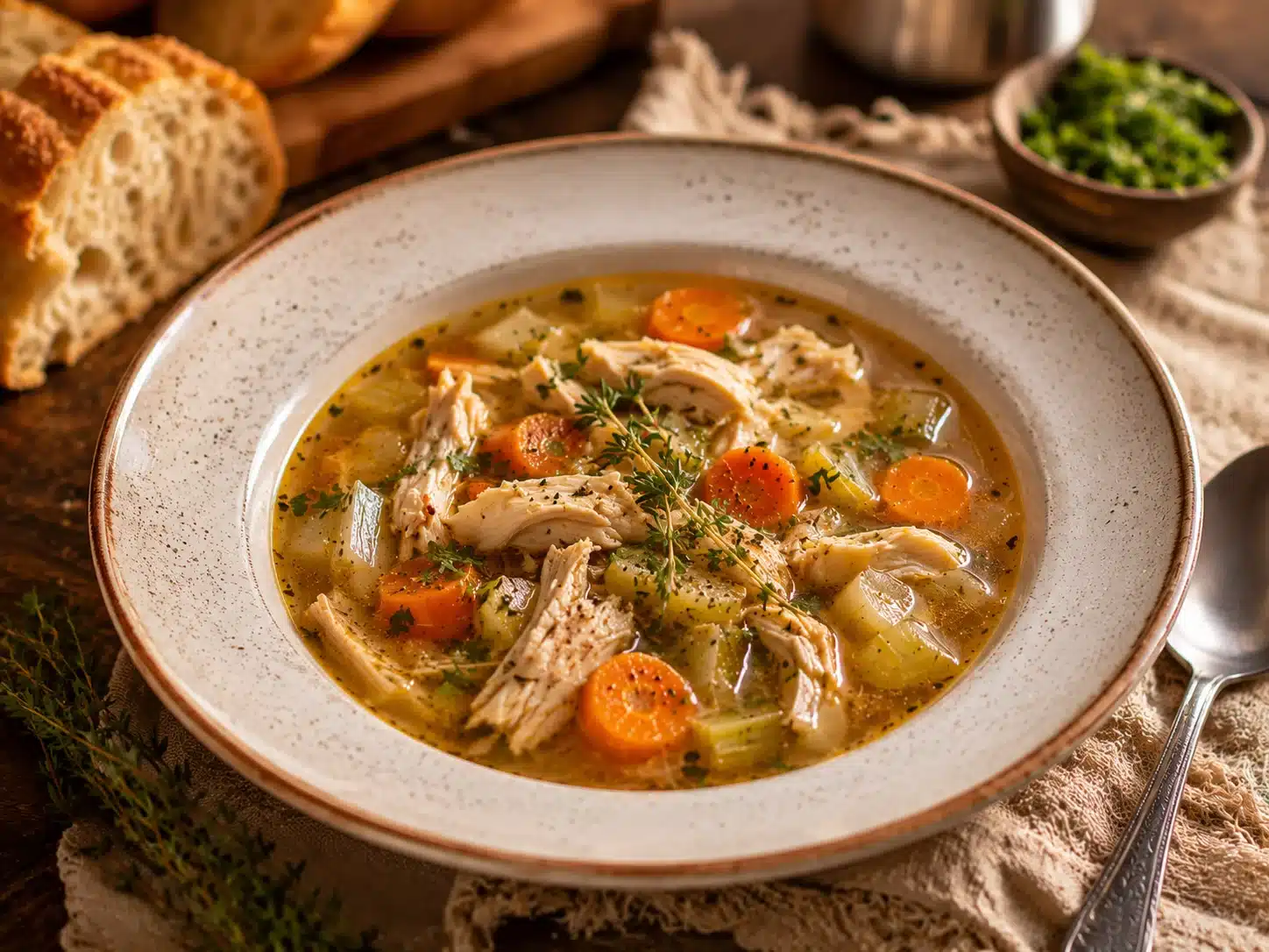 Cozy Fall Chicken Soup served