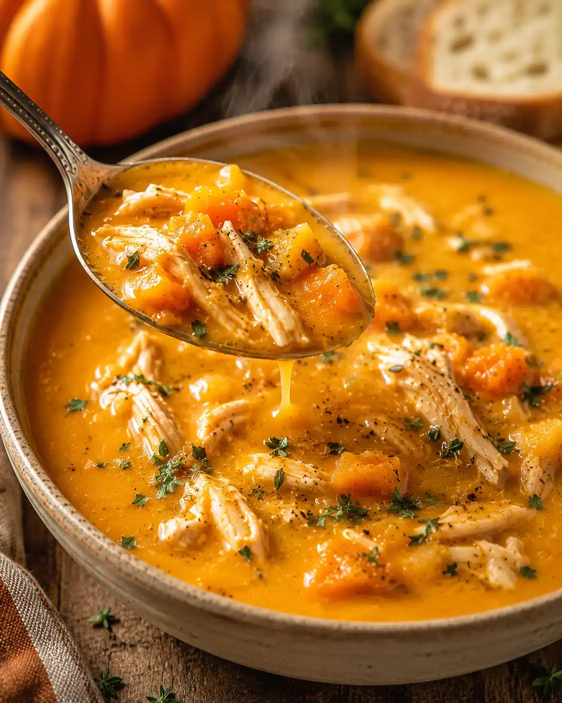 Creamy Pumpkin Chicken Soup recipe