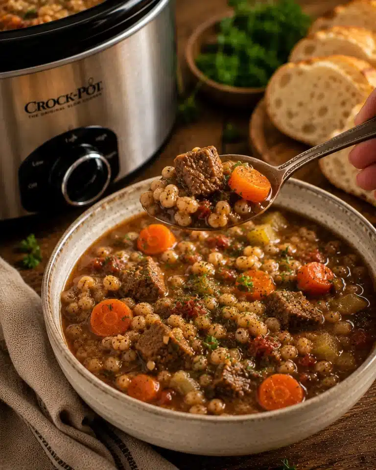 crockpot beef barley soup recipe