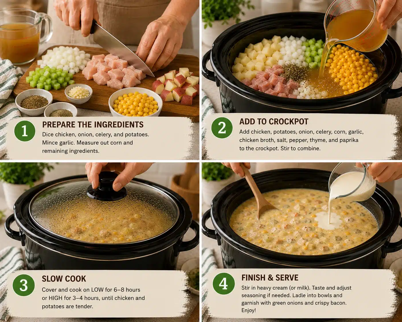 crockpot chicken corn chowder step by step