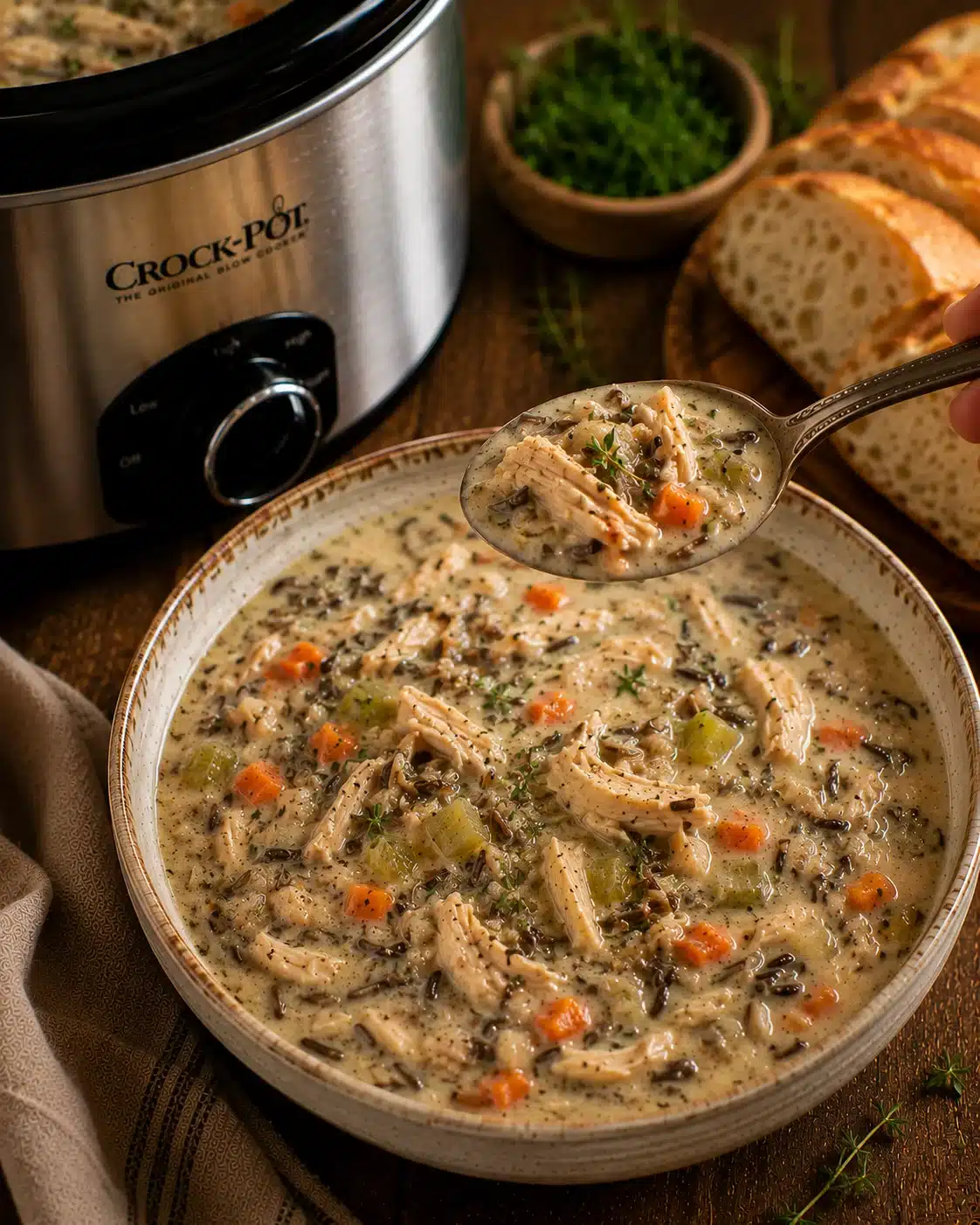 crockpot chicken wild rice soup recipe