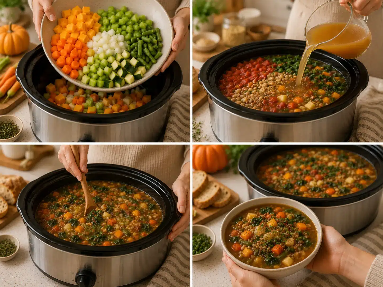 Fall Harvest Vegetable Soup step by step cooking process