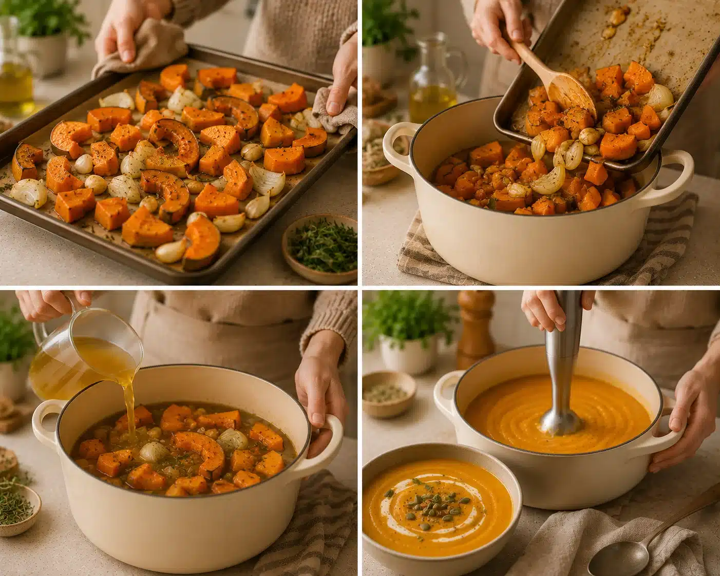 Roasted Pumpkin Soup step by step cooking process
