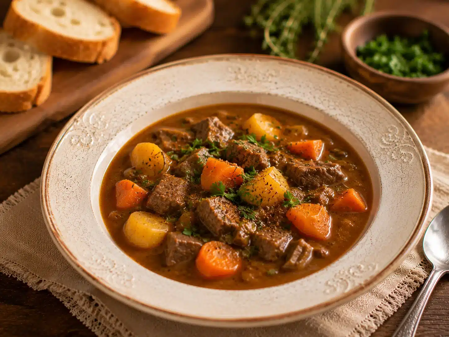 Slow Cooker Beef Stew served