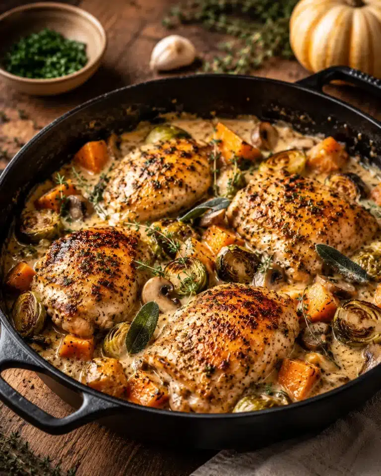 Creamy Garlic Chicken Fall Skillet recipe