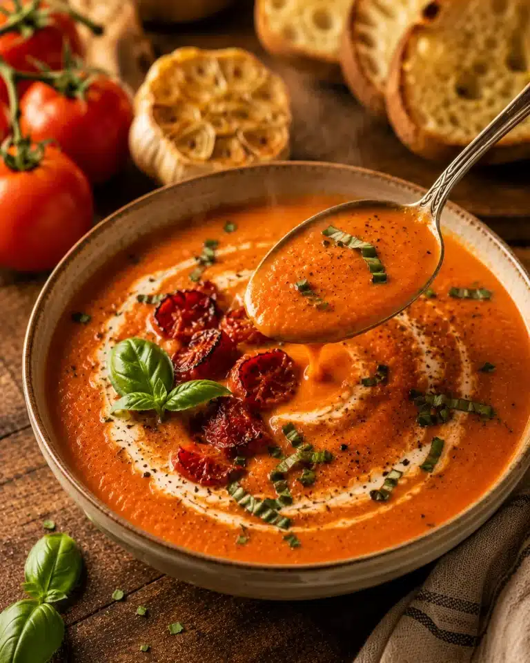 Creamy Roasted Garlic Tomato Soup recipe