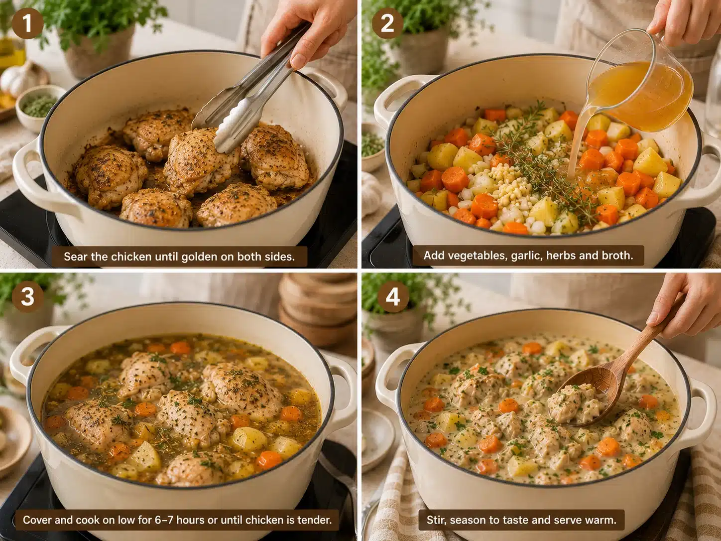 Garlic Herb Chicken Stew step by step