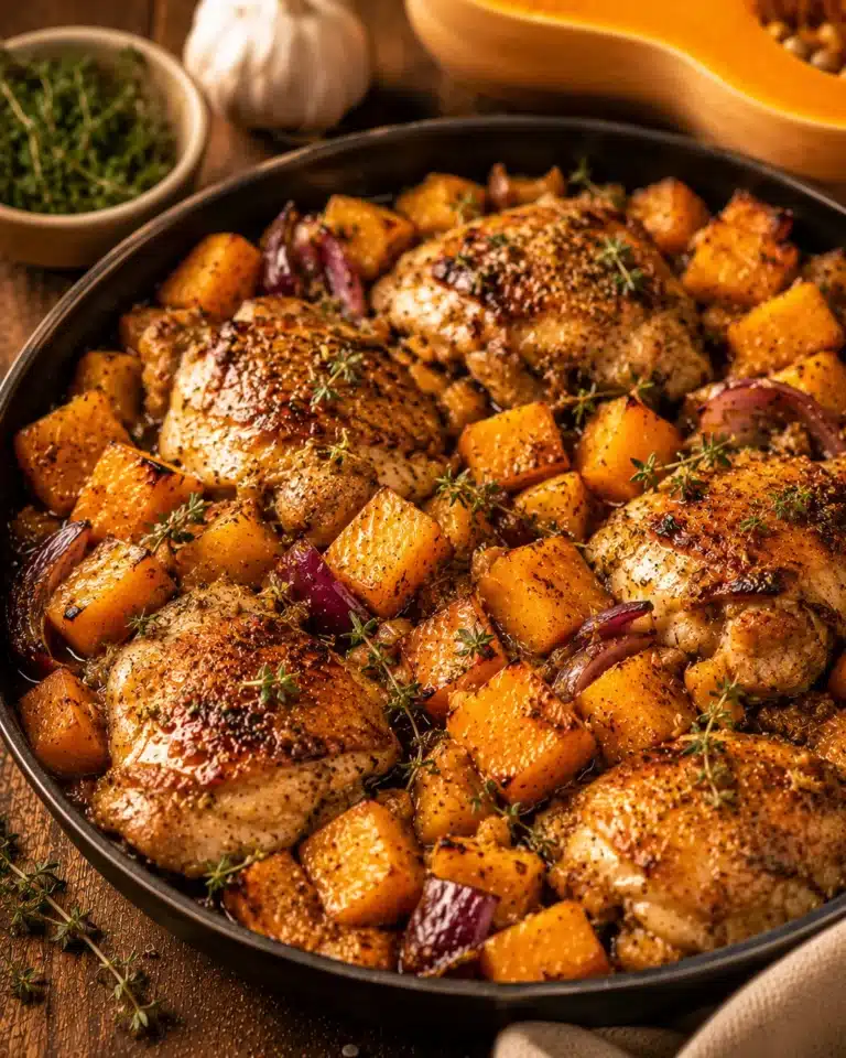 One Pan Roasted Butternut Squash Chicken recipe